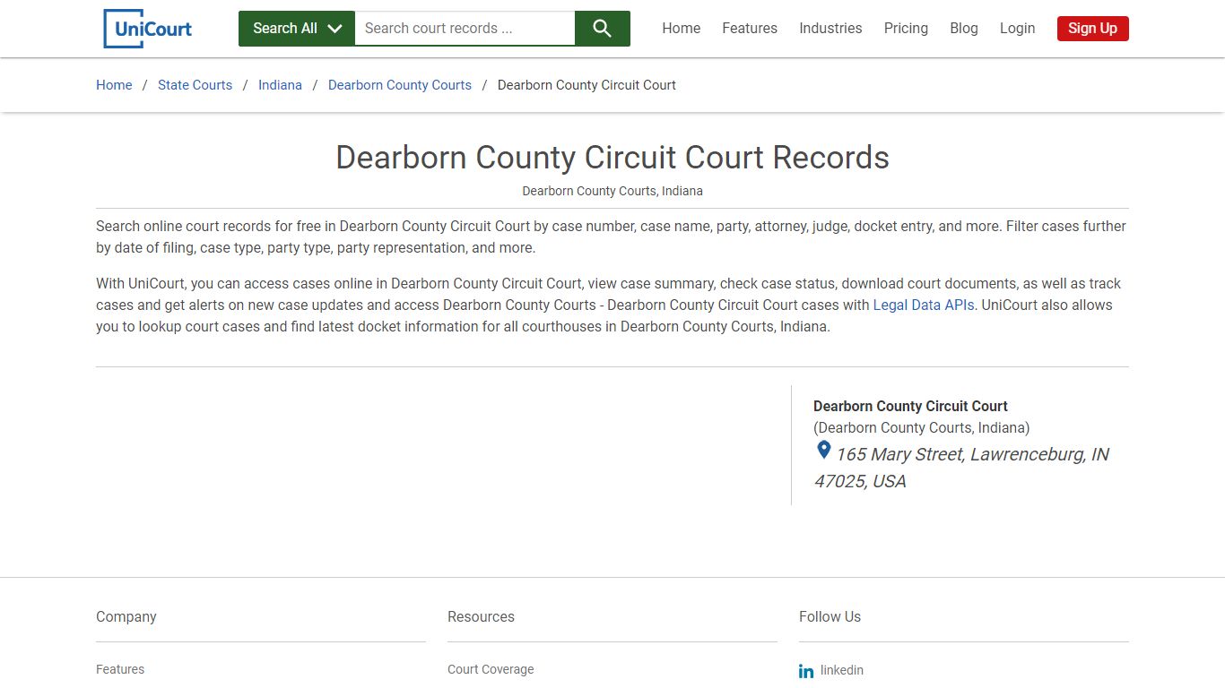 Dearborn County Circuit Court Records | Dearborn | UniCourt