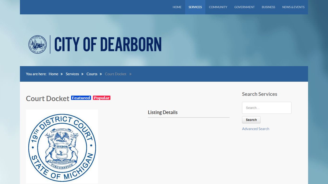 Court Docket - City of Dearborn